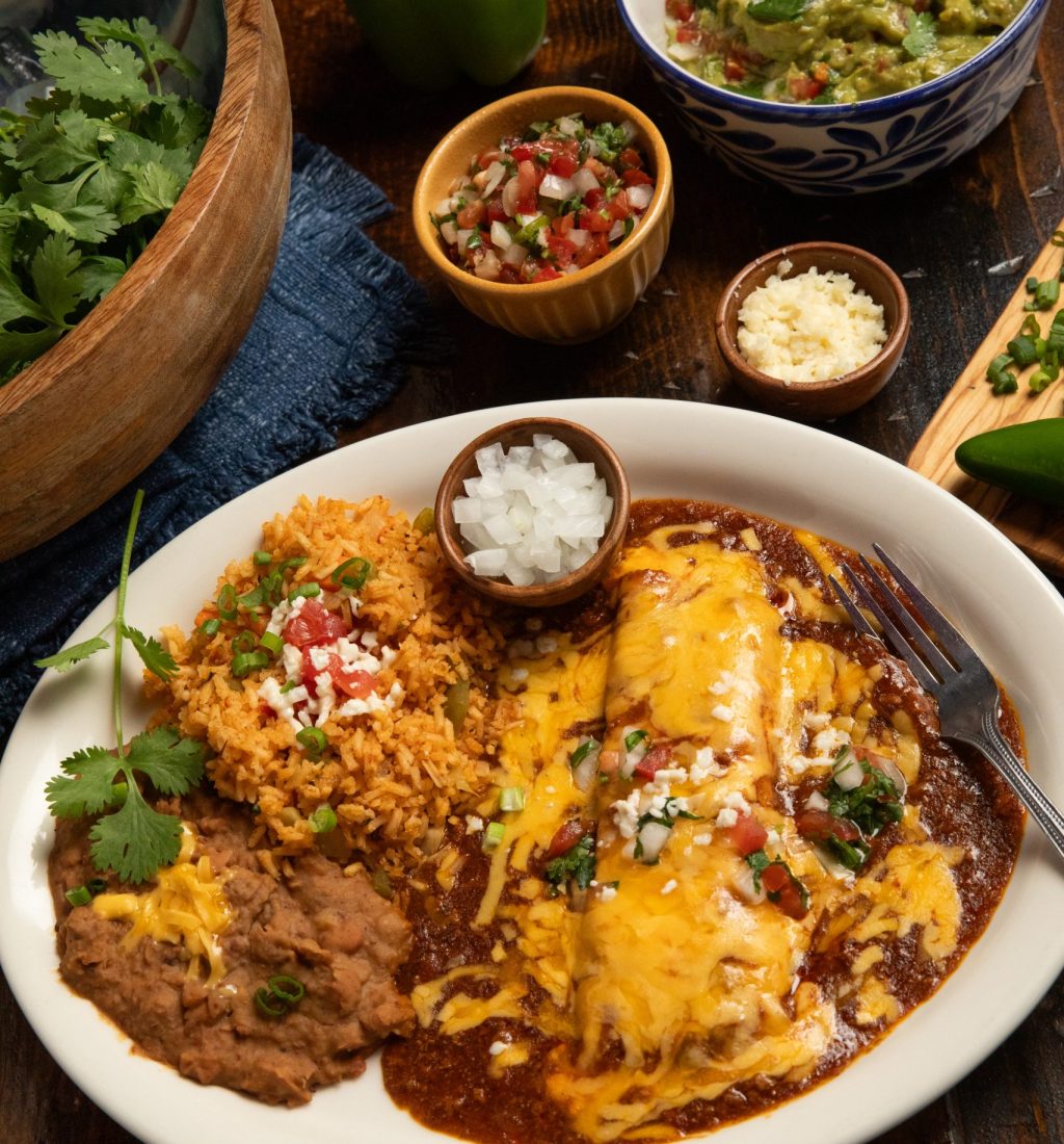 Blue Agave Cantina signature dishes Cheese EnchiladasEnchilada ComboBeef Enchilada